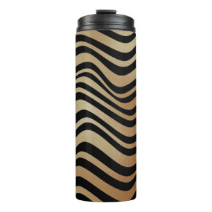 Termo Elegante estilo moderno abstracto Oro Waves Zebra 