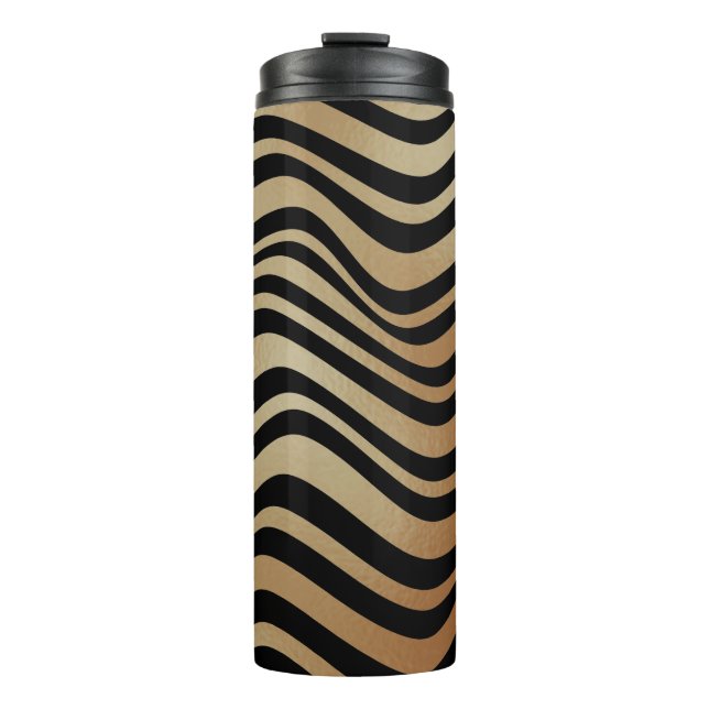 Termo Elegante estilo moderno abstracto Oro Waves Zebra  (Anverso)