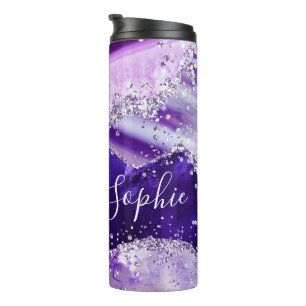 Termo Elegante Falso Glitter Holo Ágata Púrpura