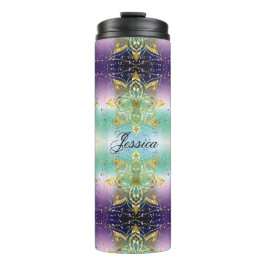 Termo Elegante fiesta verde rosa violeta Estrellas de co