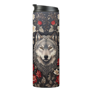 Termo Elegante Floral de Lobo Gris