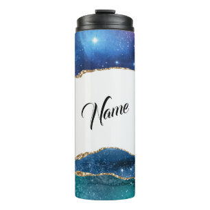 Termo Elegante Galaxia Azul Ágata Geoda