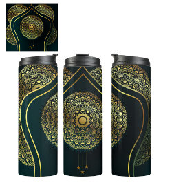 Termo Elegante Green Faux Gold Mandala