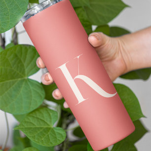 Termo Elegante guión de monograma rosa de Rubor Girly