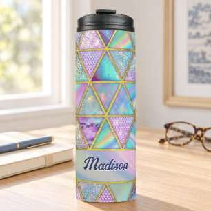 Termo Elegante holográfico trendy falso oro geométrico