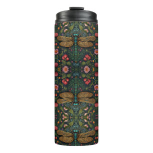 Termo Elegante libélula vintage boho botánico