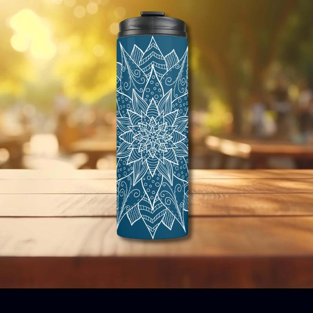 Termo Elegante Mandala Floral Azul (Subido por el creador)
