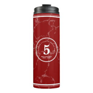 Termo Elegante mármol rojo 5 años de trabajo aniversario