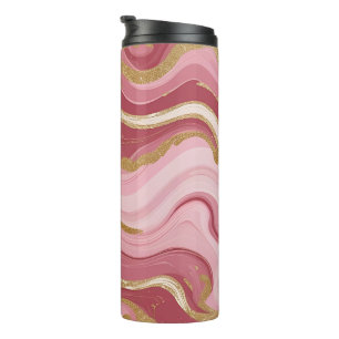Termo Elegante Mármol rosa y dorado