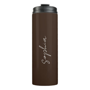 Termo Elegante Minimalista Marrón Escritura Personalizad