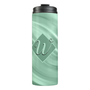 Termo Elegante Moda Verde azulado Swirl Monograma Inicia