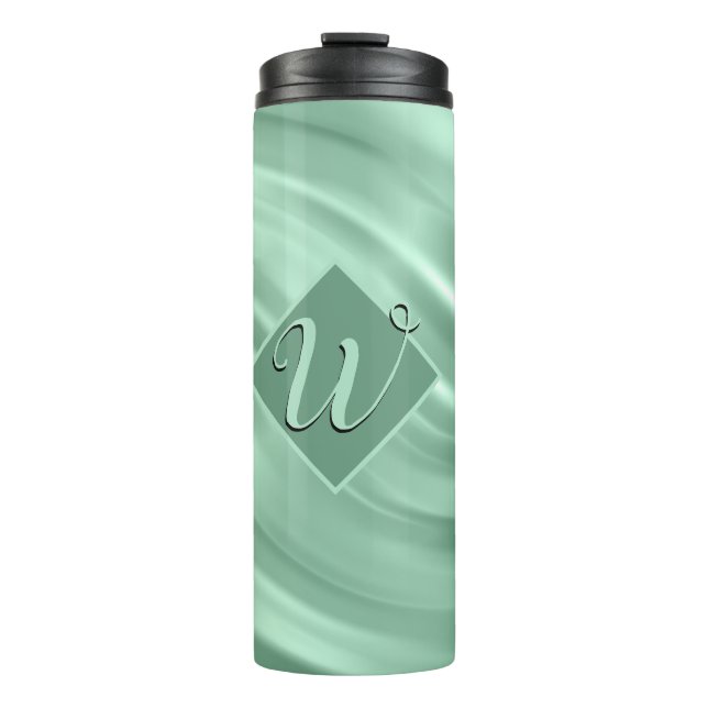 Termo Elegante Moda Verde azulado Swirl Monograma Inicia (Anverso)