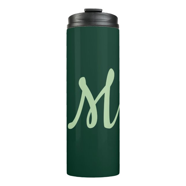 Termo Elegante Moderno Plano Verde Oscuro Monograma de N (Anverso)
