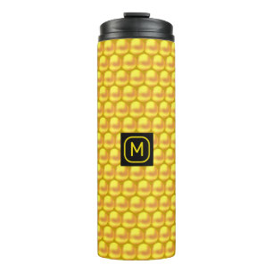 Termo Elegante moderno puntos de oro y monograma