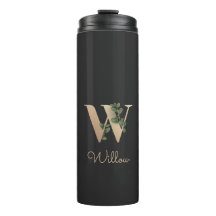 Elegante Monograma Botánico Carta de Oro W