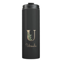 Elegante Monograma Botánico Gold Letter U