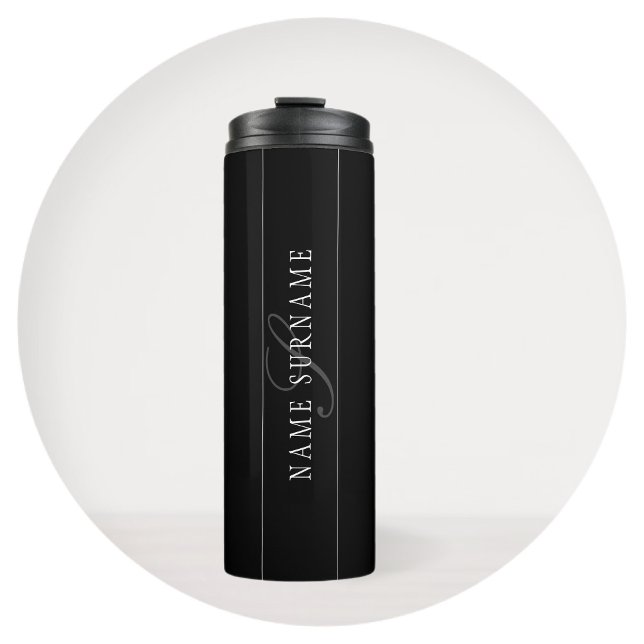 Termo Elegante Monograma de letra Editable Negro Gris Bl (Subido por el creador)