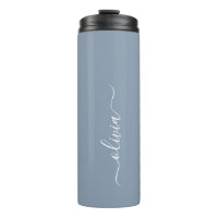 Elegante Monograma moderno Minimalista azul turbio