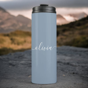 Termo Elegante Monograma moderno Minimalista azul turbio