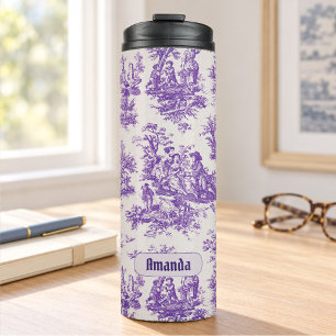 Termo Elegante monograma vintage púrpura de toile de jou