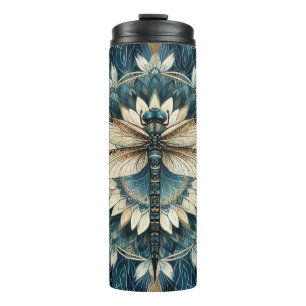 Termo Elegante mosca blanca y azul Mandala