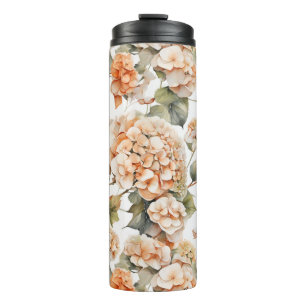 Termo Elegante naranja blanco boho acuarela floral