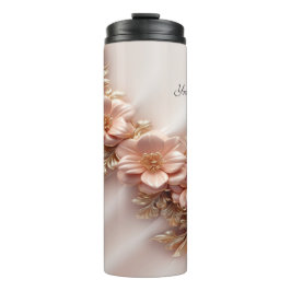 Termo Elegante Naranja Peach Floral Thermal Tumbler