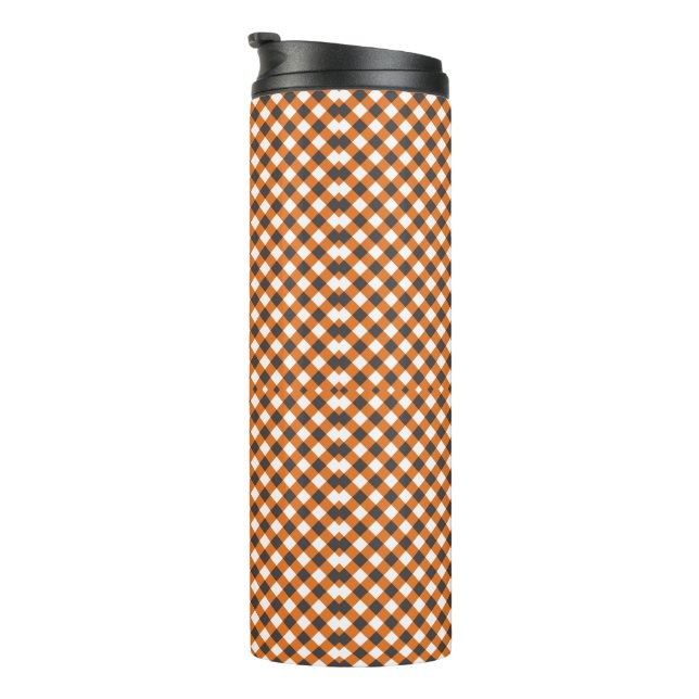 Termo Elegante Naranja White Gingham Plaid (Rotado hacia la derecha)