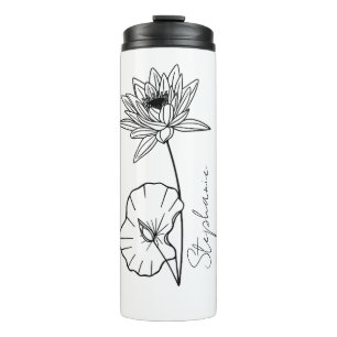 Termo Elegante Nombre de Script Lotus Julio Mes Flor
