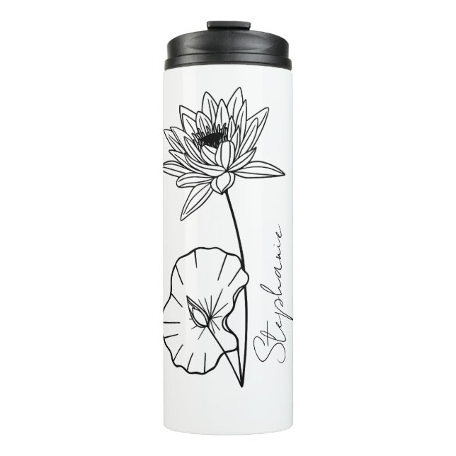 Termo Elegante Nombre de Script Lotus Julio Mes Flor (Anverso)