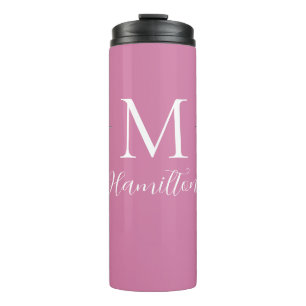 Termo Elegante nombre Minimalista de monograma rosa prof