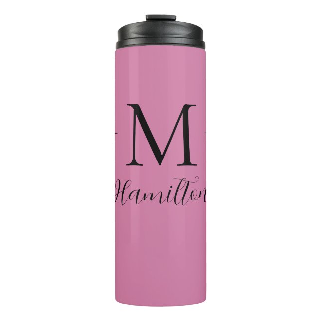 Termo Elegante nombre Minimalista de monograma rosa prof (Anverso)