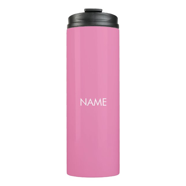 Termo Elegante nombre personalizado color rosa monograma (Anverso)