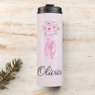 Termo Elegante nombre personalizado de Ballerina Floral 