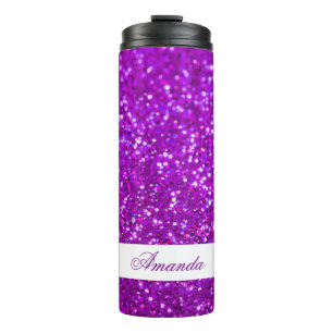 Termo Elegante nombre personalizado Purpurina púrpura