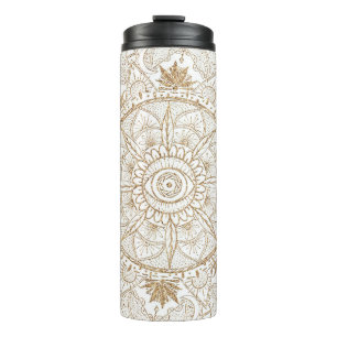 Termo Elegante Ojo Ojo Sol Luna Mandala Blanco