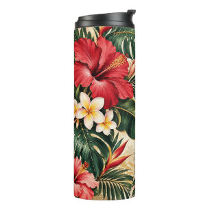 Termo Elegante patrón botánico de hojas de otoño en cobr