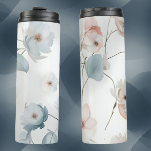 Termo Elegante patrón de acuarela floral Minimalista
