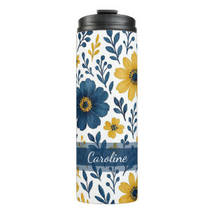 Termo Elegante patrón de arte floral étnico mediterráneo
