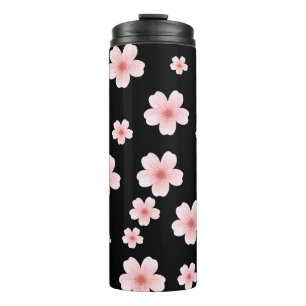 Termo Elegante patrón de flor de cerezo rosa en acero in