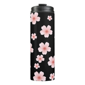 Termo Elegante patrón de flor de cerezo rosa en acero in