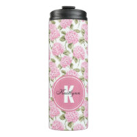 Elegante patrón de flores de hortensia rosa con mo