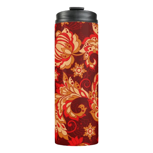 Termo Elegante Patrón de Flores Étnicas Sin Maravilla (Anverso)