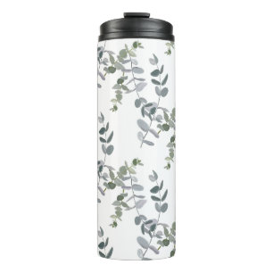 Termo Elegante patrón de hojas de eucalipto verde salvia