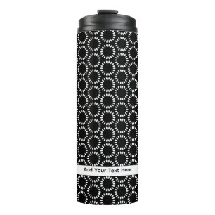 Termo Elegante patrón de mandala de pétalos en blanco y 
