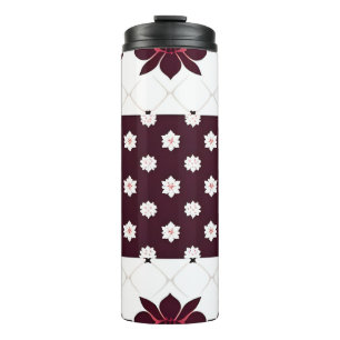 Termo Elegante patrón floral con loto y flor