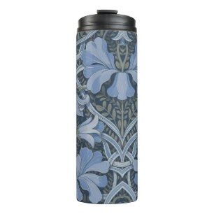 Termo Elegante patrón floral de acuarela azul
