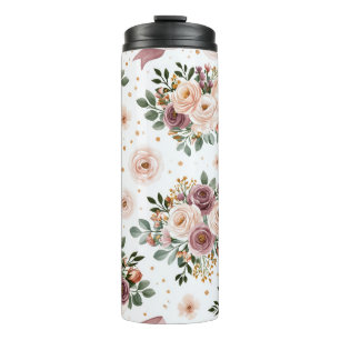 Termo Elegante patrón floral de boda en acuarela