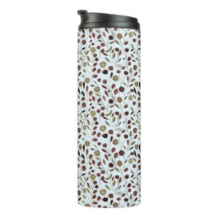 Termo Elegante patrón floral neutro en tonos marrones