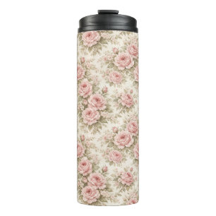 Termo Elegante patrón floral sin fisuras de rosa vintage